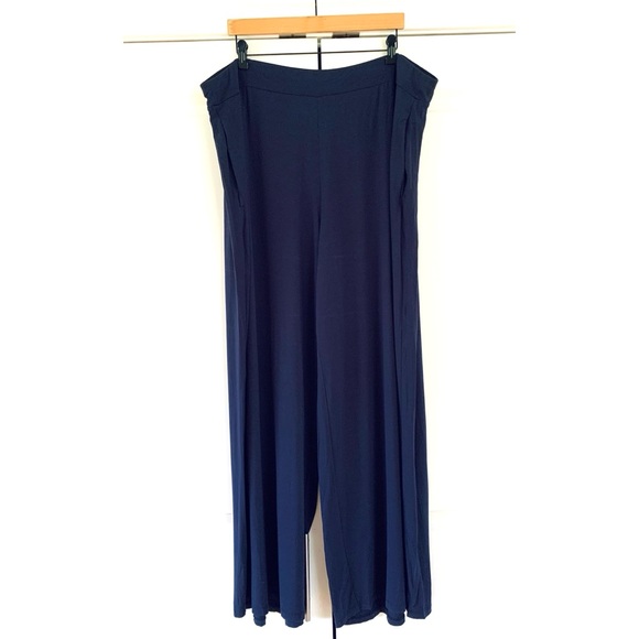 Eileen Fisher Pants Wide Leg Ankle Viscose Blue Jersey Pull On NEW Plus Size 3x - Picture 7 of 7